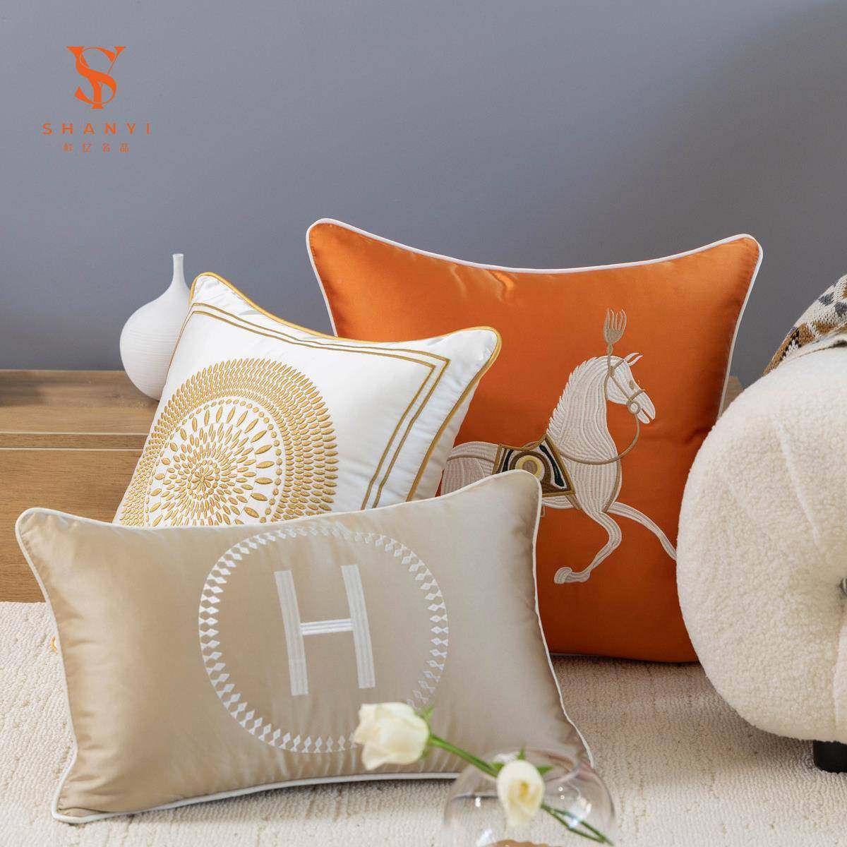 抱枕发靠客橙色马抱枕套不TTmmfufq含芯轻奢垫厅车载靠枕现沙代简,居家布艺,抱枕被,淘宝优惠券,粉丝福利购,淘宝优惠卷
