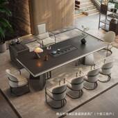 VRX哑光纯室黑岩板茶桌椅组合意烧式 高端办公家用一水体泡新中式
