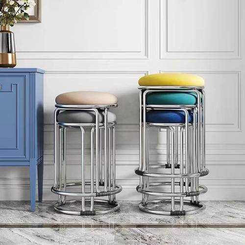 铁凳子家用圆形加实EKW粗加厚钢筋凳可叠放餐桌板凳木不锈钢凳塑