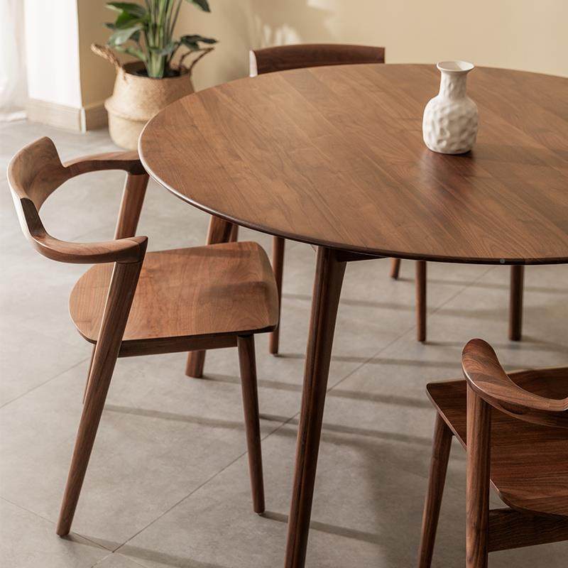 7T全实木餐NY-YG-TA桌圆桌北美黑胡桃木餐桌家用原木小饭户型新桌