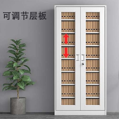 会计凭证钢制文柜件资料落档案柜公室带锁铁皮办书柜3-1L地储物柜