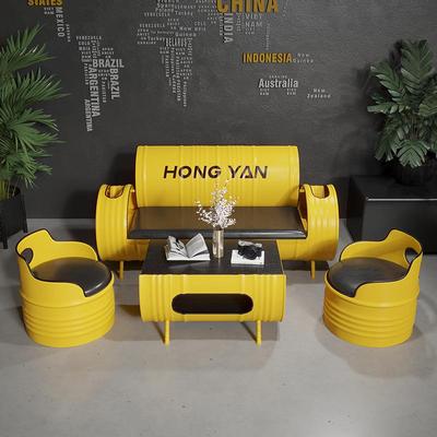 公室铁艺沙发茶办几合网RWY红组艺术感接待休息区卡俱乐部座沙发