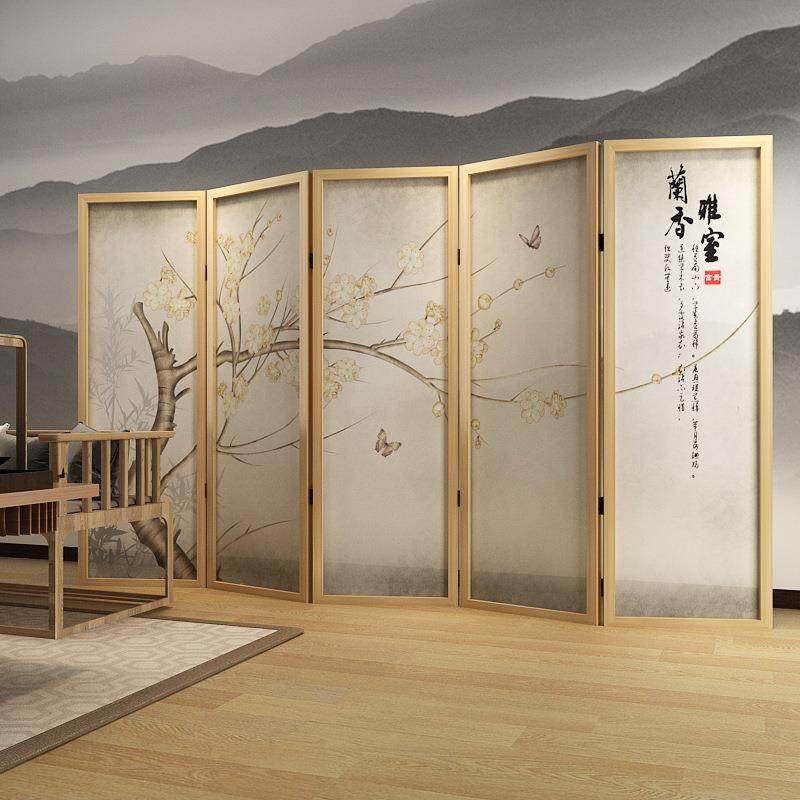 新中式梅客花古香折叠屏户风隔断厅可移动入遮挡店Z4酒茶室装饰折,基础建材,屏风,淘宝优惠券,粉丝福利购,淘宝优惠卷