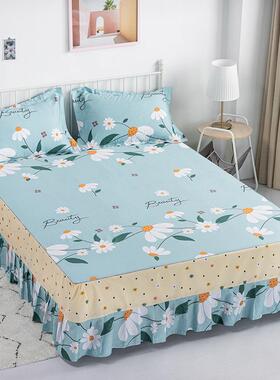 纯棉床单10全棉床罩件裙式席梦思床OFK垫裙保护0套防尘防滑固定简