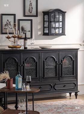 美式边入户玄关柜实木古靠墙餐柜黑色客陈厅储BPF物柜店铺装饰复