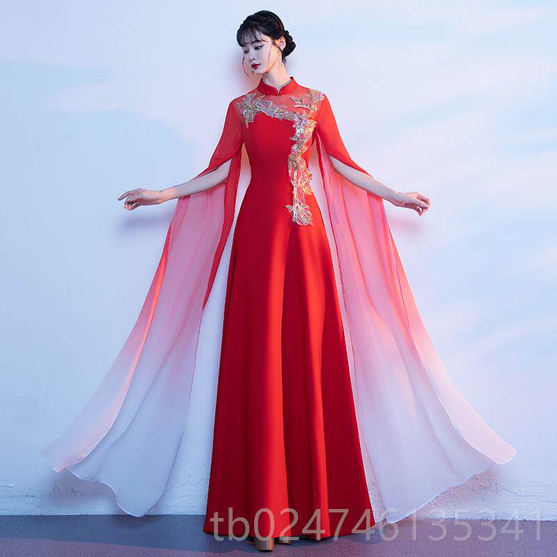 正品大合唱演服女长裙成演人红歌比出赛服装琶舞台古筝奏琵二胡表