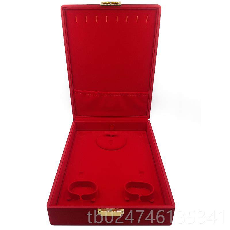 新款高端色结婚礼品嫁妆三首金链饰盒黄金戒指手镯项多件套装盒红