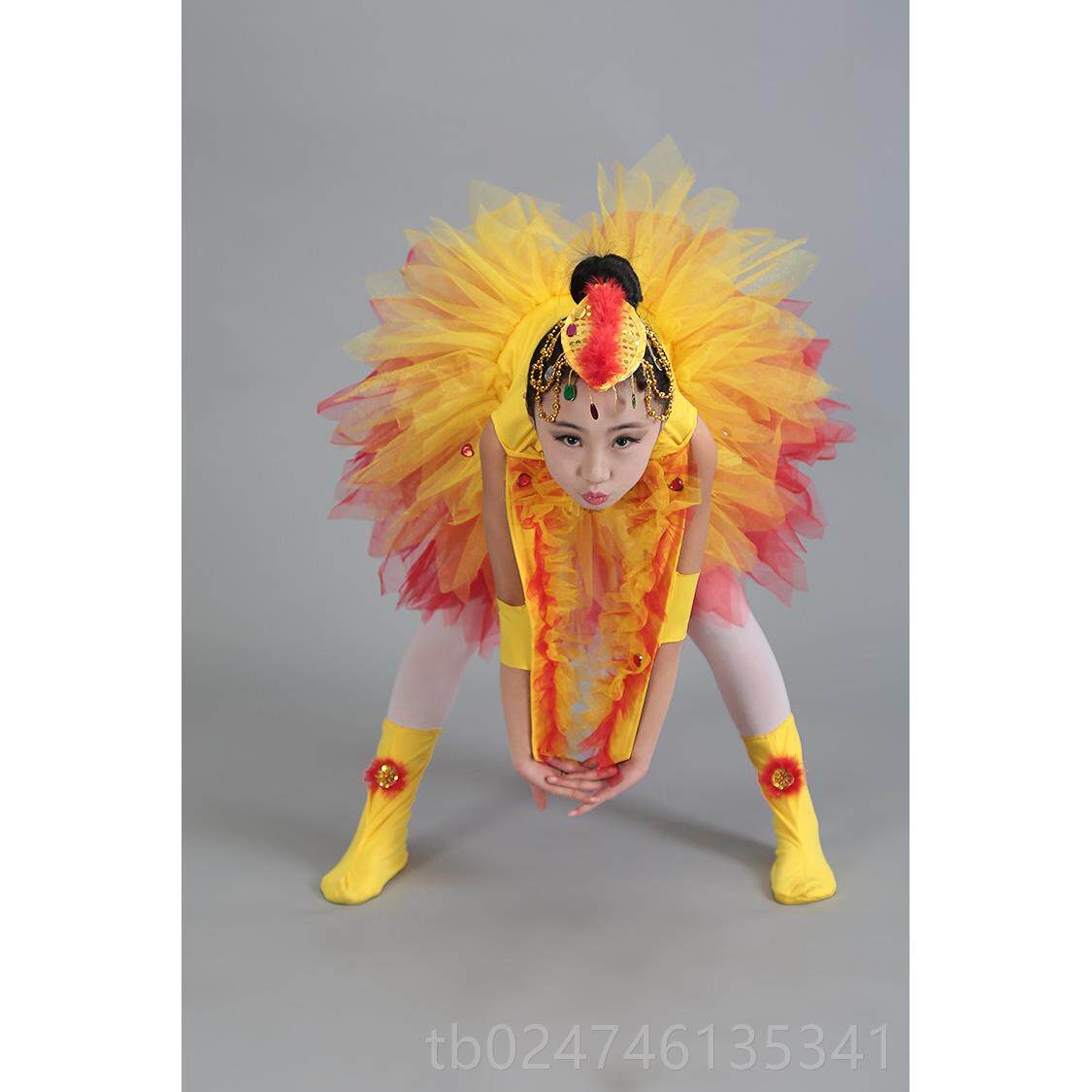 正品新款儿童小鸟出舞蹈演服服火烈鸟百鸡灵鸟动物装小鸡火演出服