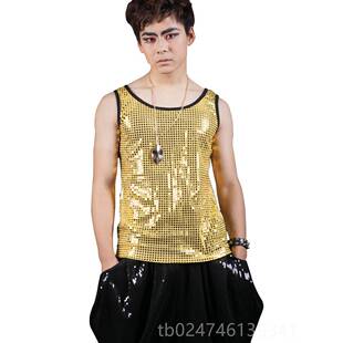 正品夏酒吧ds亮片背心 服舞男台装礼服潮 夜店出演男歌手服装