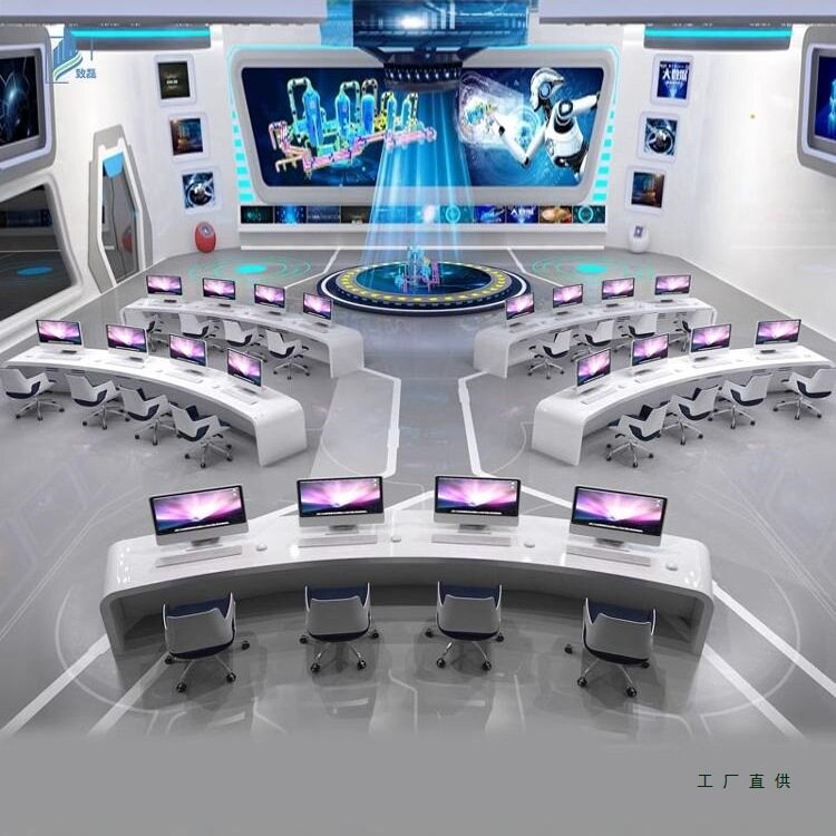 钢琴烤漆监控控制台指挥调度桌现代简约定 制安防多媒体操作台