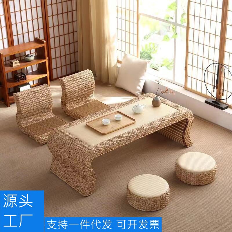 草编茶几手工新中式榻榻米桌子飘窗桌会客桌茶道藤编炕桌简约茶桌
