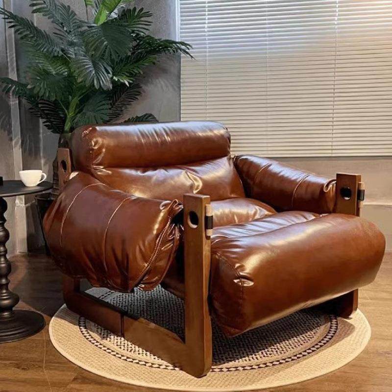 皮艺懒人沙发椅意式复古油蜡皮设计师扶手椅客厅单人网红休闲躺椅,电子元器件市场,其它元器件,淘宝优惠券,粉丝福利购,淘宝优惠卷