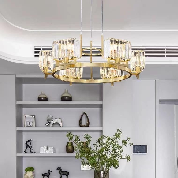 简约现代轻奢大气全铜水晶吊灯高端别墅主卧餐厅吊灯餐厅客厅主灯