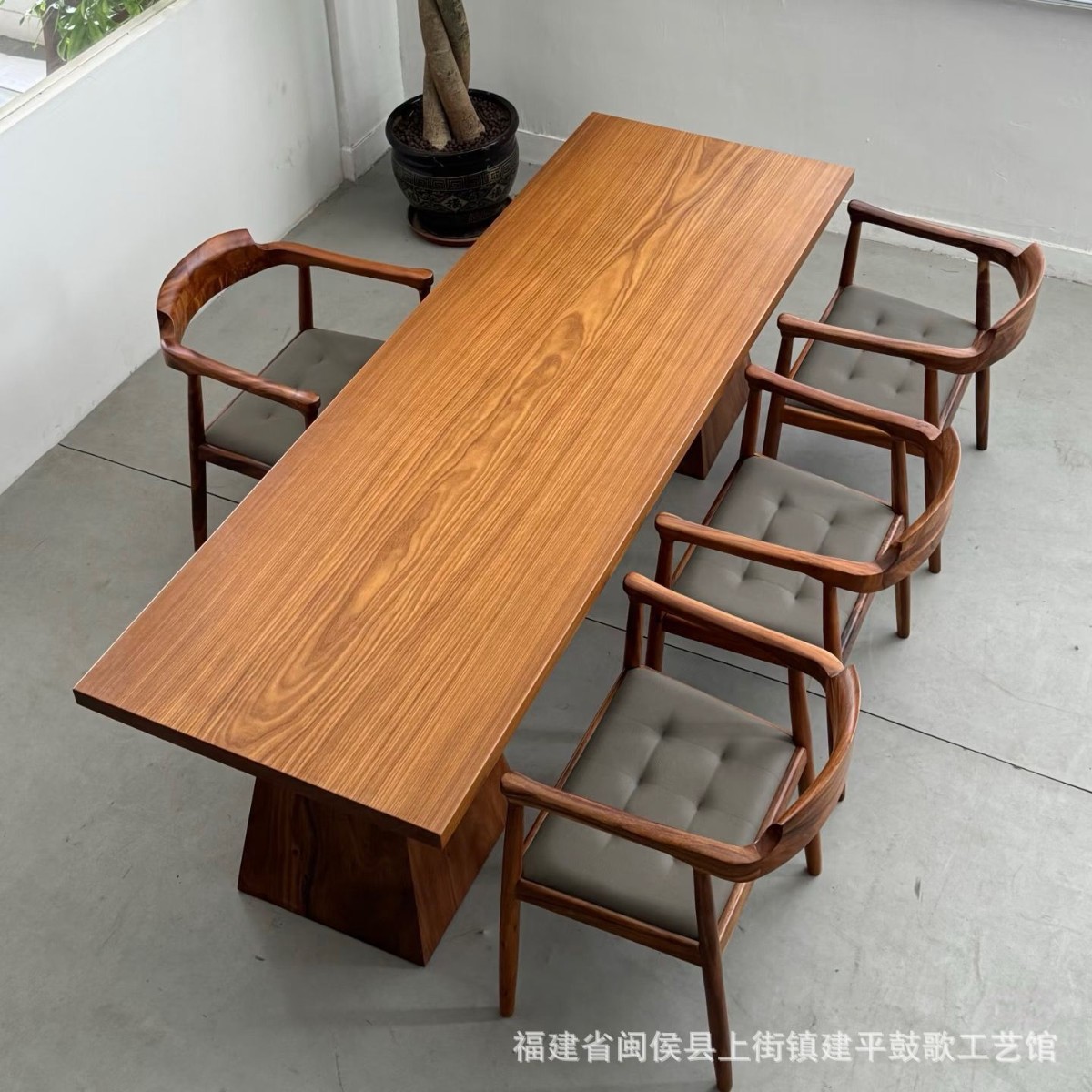 非洲柚木实木大板缅甸原木茶桌办公桌长板整板餐桌整板几现代简约