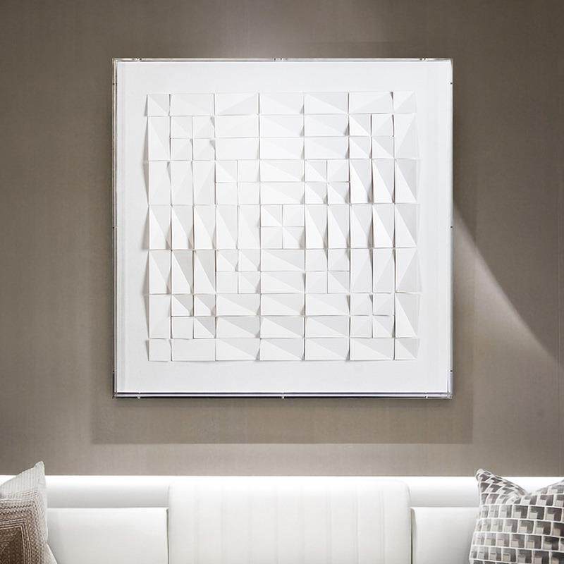 现代轻奢客厅装饰画简约艺术画手工卡纸画餐厅卧室玄关装置画