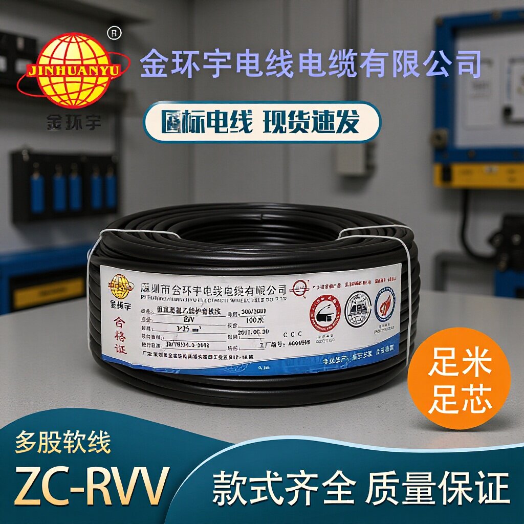 金环宇国标RVV纯铜阻燃护套线