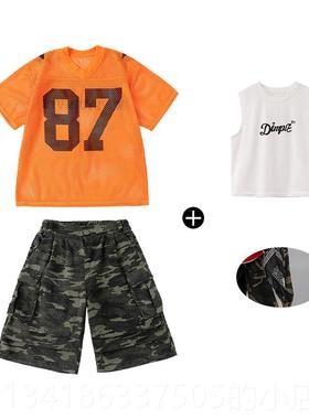 正品采购产品儿童Hip-Hopi表演服装套i装，男孩Hp-Hop美国球，女