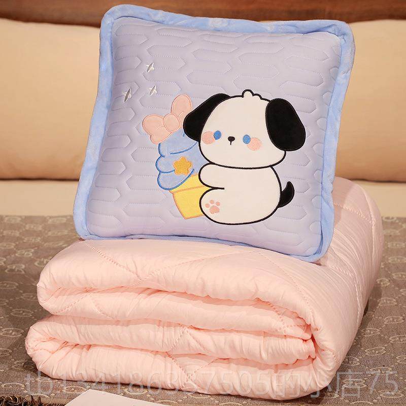 正品卡通抱枕被子两用二头合一毯子折叠靠枕办公毯午休枕汽室车靠