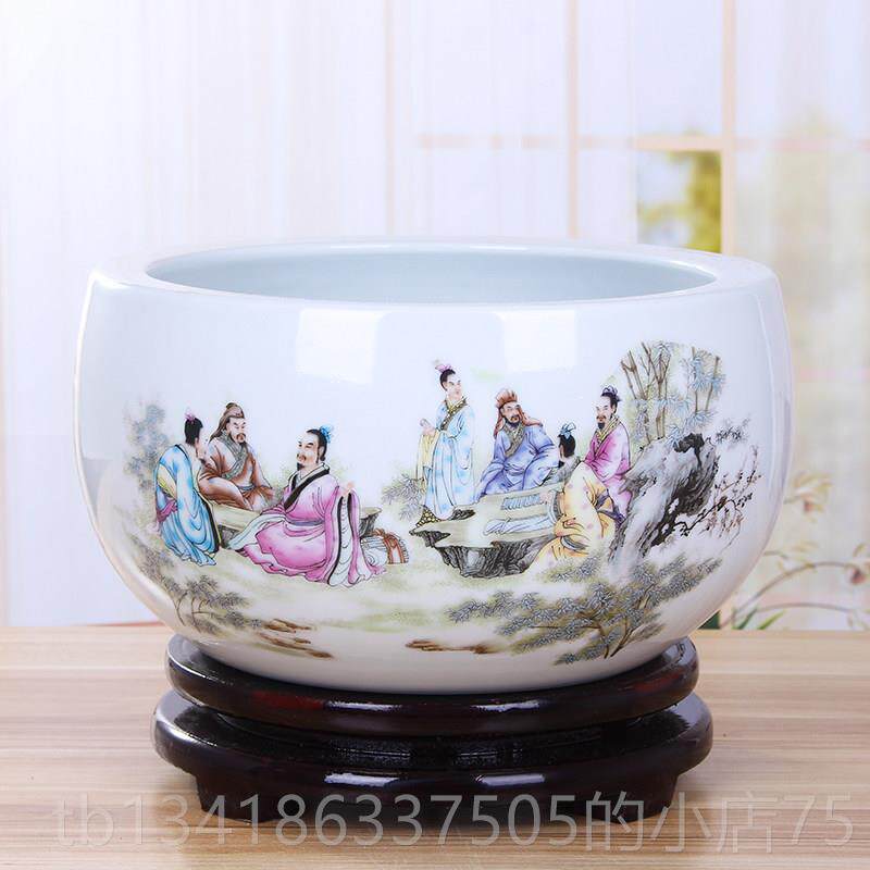 正品黄色圆形种花盆特养大号德镇陶瓷水培家用睡碗莲盆景金盆鱼缸