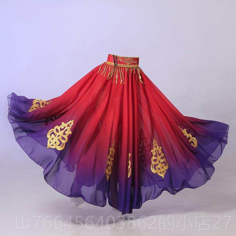 新款新款新疆舞蹈维吾族演出开舞大摆服裙练习裙艺考族服场装女广