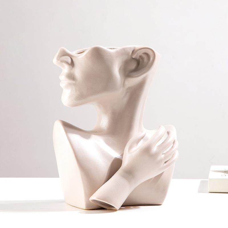 式意个性陶瓷人面艺欧花瓶花术艺现创代抽象酒柜餐桌仿真花插OBT,橡塑材料及制品,工业陶瓷,淘宝优惠券,粉丝福利购,淘宝优惠卷