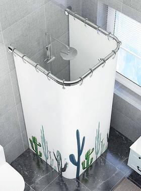 u型浴帘室帘杆免打孔浴帘帘杆套装防隔水淋浴断洗澡间RBGu形挂帘