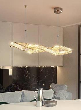 后现代金轻奢色一字桌台327岛台灯饭设计款长条高档吧餐厅水晶吊