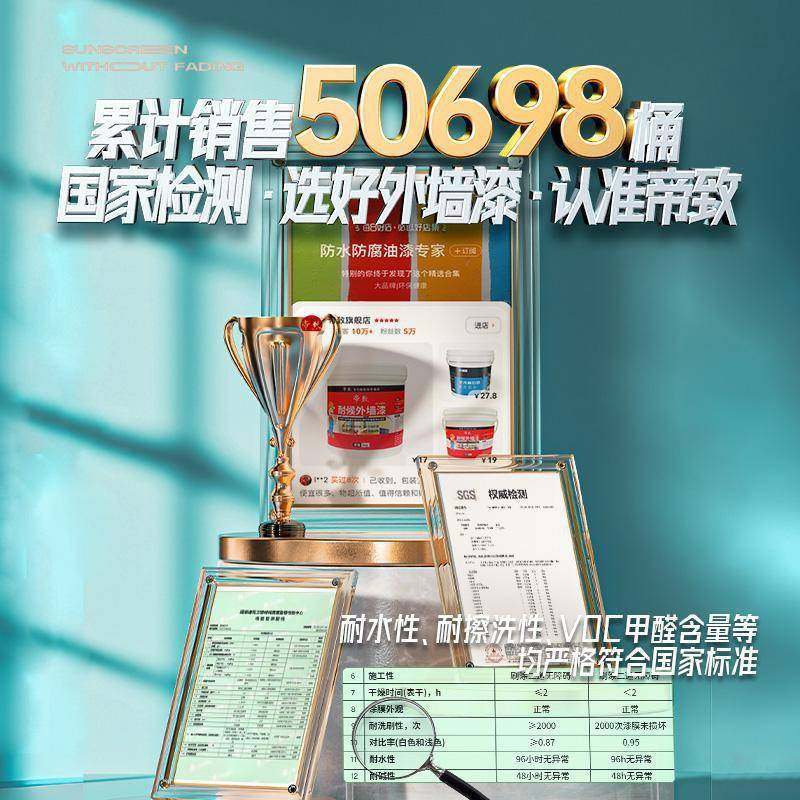 天空蓝色外墙漆防水防晒室墙刷外自外刷乳胶外墙乳胶漆面墙油漆涂