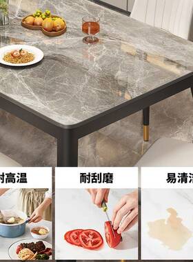 岩板餐小户型现代简用长方形餐厅约桌饭桌轻奢大理石餐家桌椅DXY