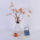 白色小大肚艺术花新中式 茶桌瓶摆简约干净TAI陶底瓷插青花瓷工件