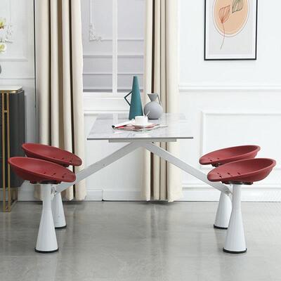 奶油风食堂餐椅组合餐商用餐高速服务区厅桌学OOT生快连体餐桌餐