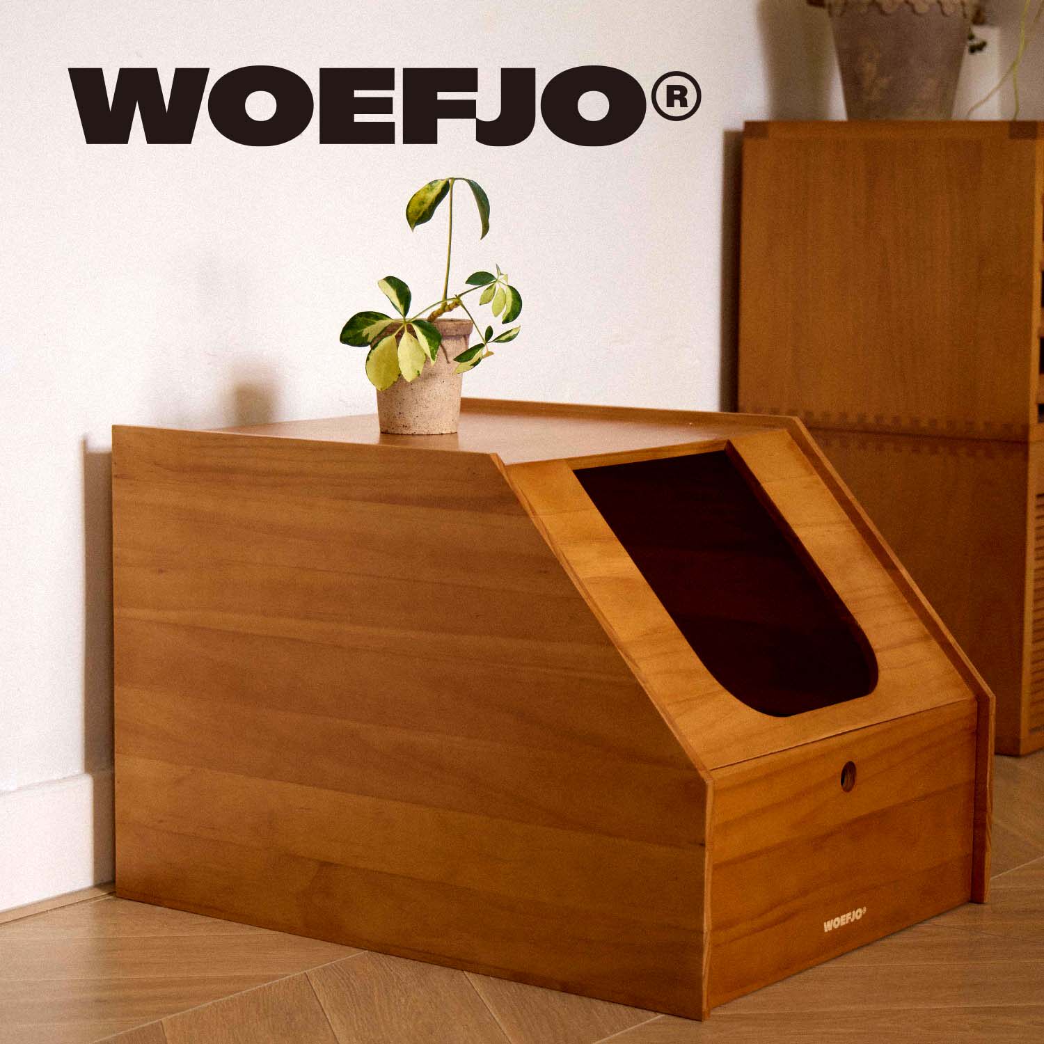 WOEFJO实木封闭防外溅猫砂柜图片