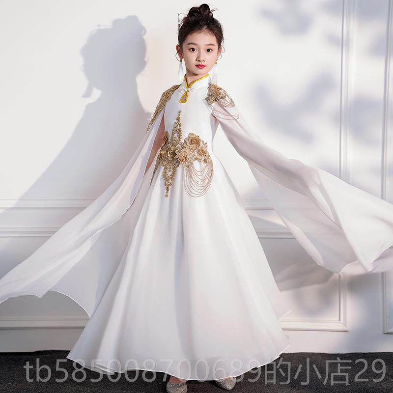 新款20童25新儿礼服款高端女童古筝旗袍演服中国风出合唱服礼服裙