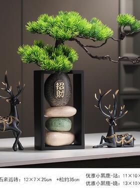 高档装石来运转新中送式摆件招财猫客厅玄关办室茶室高档饰公品乔