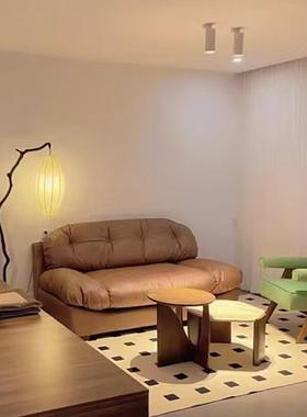 新款实EYI艺木圆小茶几复古小户形型角几用休闲中家古术民宿沙发