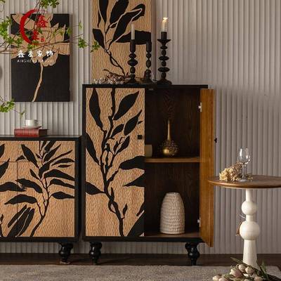 A2762中物古风旧实木收纳储柜民宿家用入户门厅玄关柜复古做边餐