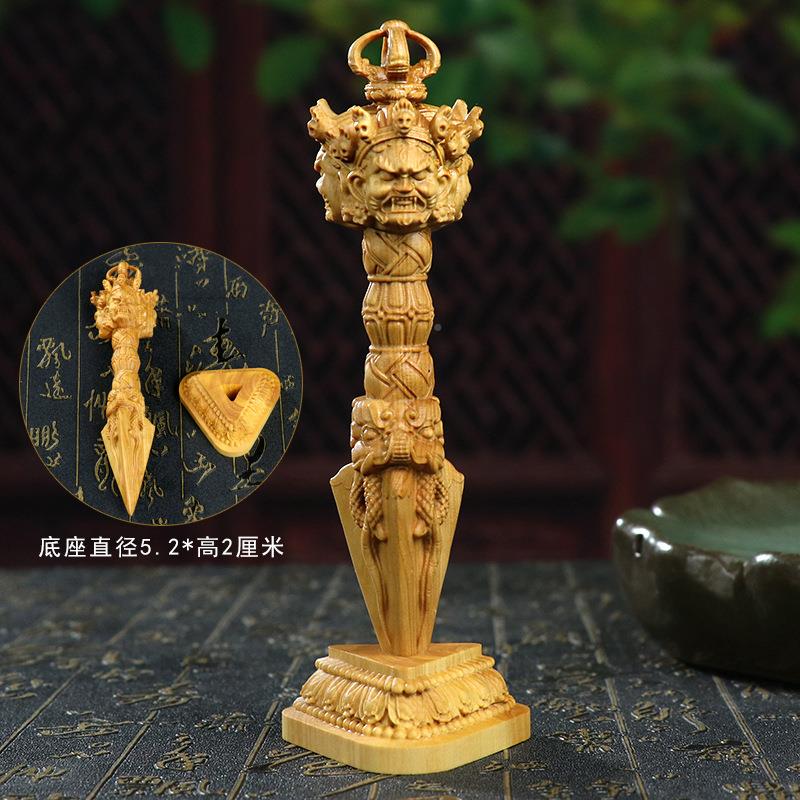 黄杨木木雕质雕刻普巴刚杵橛密宗器摆件装金饰品手把法LRB件挂件