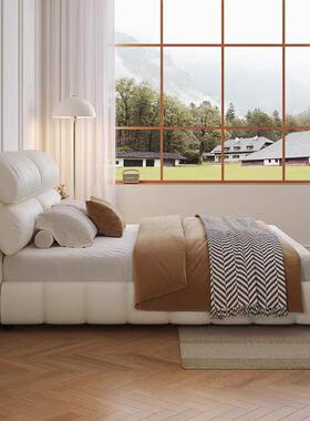 床实木OYU大耳朵人床轻奢皮奶油风泡芙软包双主卧高端大象气主卧