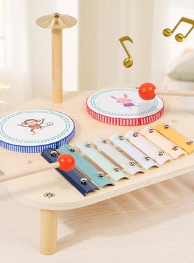 木AJS质氏早教多功能音台儿童益八音敲琴音智乐台架子鼓宝蒙乐宝