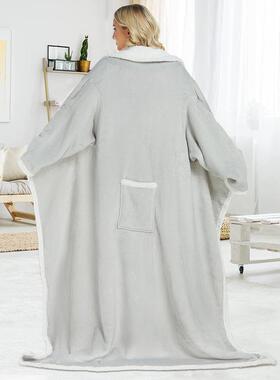 可穿法兰绒懒D人毯电沙发毯视毛毯39加厚版欧美风大家D39-加厚码