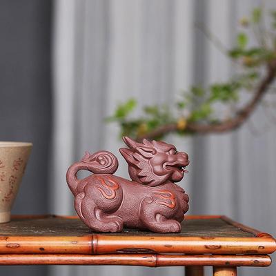 宜兴紫茶砂宠火麒ORX麟茶摆件茶道玩艺茶具配件杂件雕塑招财工品