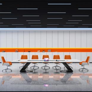 烤漆会桌长桌议简约现代大型洽谈轻奢大气会议GEZ椭圆桌形办室公