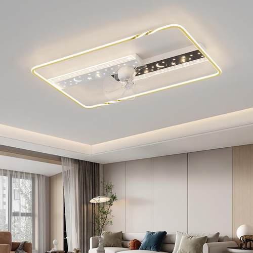 创LED轻大气客厅卧室餐厅房间顶风扇灯吸一体意摇奢头电风扇517套