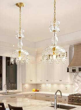 法式水晶小吊灯灯中古vi帽奢ntage玄关入户餐542厅轻过道衣间飘窗