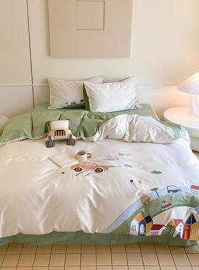 可爱飞机儿童100支棉四件套XY--100棉男孩宿舍被套三件套长全纯床