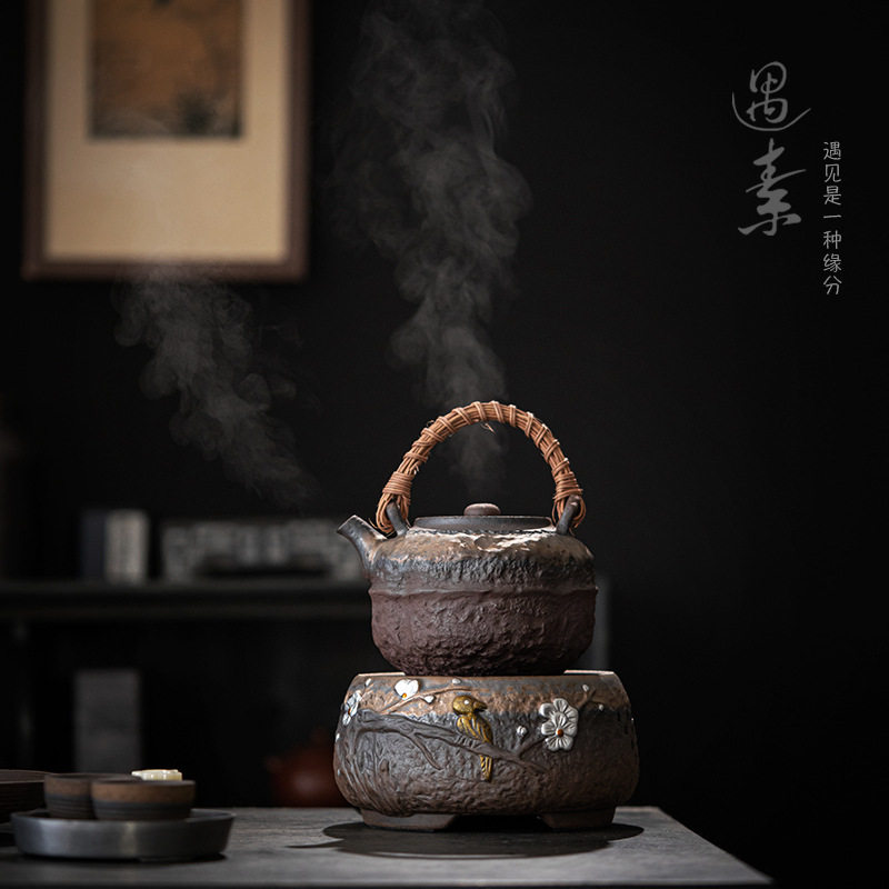 复古粗陶围炉煮茶电陶炉套装