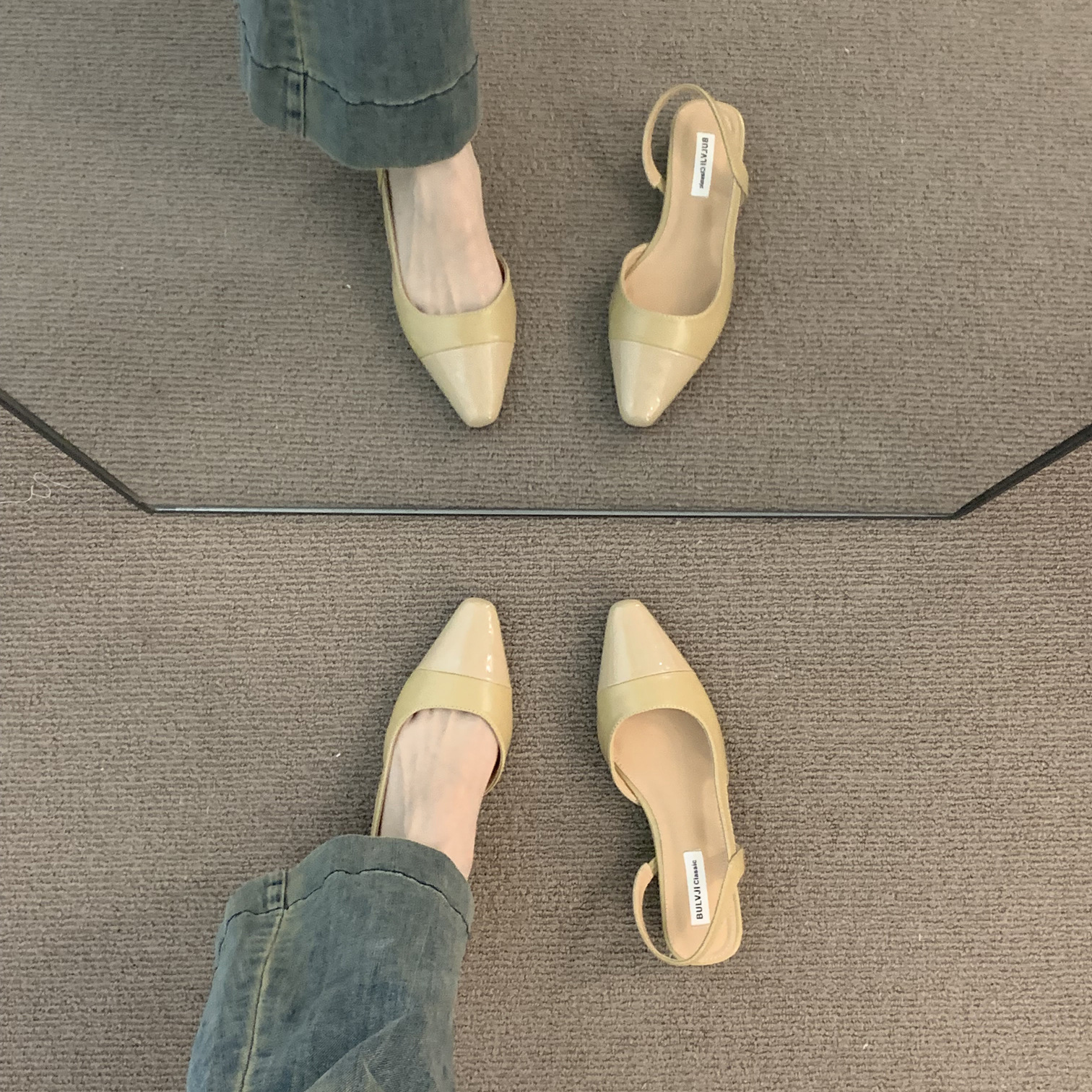 低跟尖头包头凉鞋女2025新款夏季配裙子法式温柔晚晚鞋玛丽珍单鞋