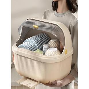 碗筷收纳盒带盖沥水碗架放碟盘箱婴儿宝宝奶瓶餐具厨房家用碗柜子