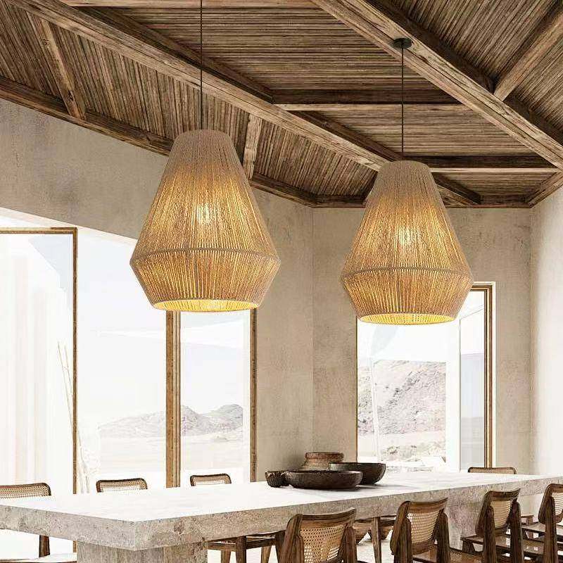 日式麻绳吊灯卧室客厅民宿酒店餐厅艺术灯书房茶室手工编织绳艺灯,家装灯饰光源,智能吊灯,淘宝优惠券,粉丝福利购,淘宝优惠卷