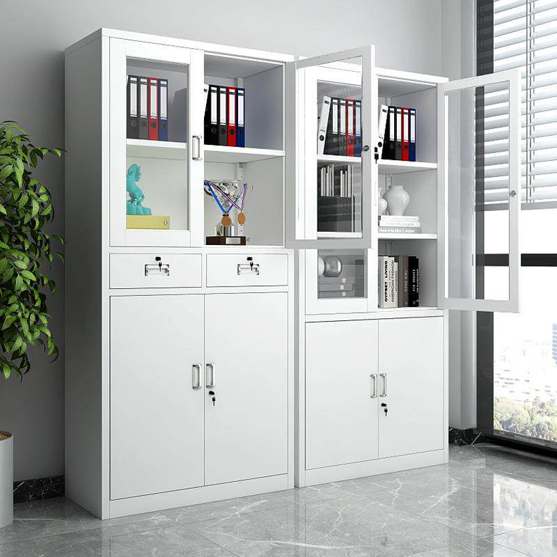 钢制文件柜铁皮柜办公室资料档案柜书柜员工带锁储物衣柜移动储物